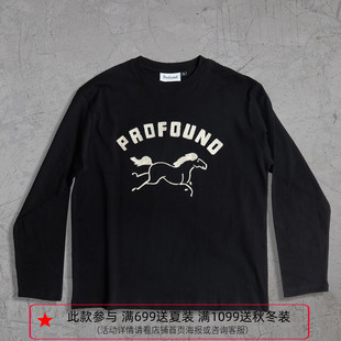 纽约潮牌Profound Foundation支线 骏马刺绣 休闲简约情侣长袖T恤