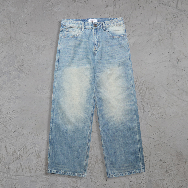 Profound Foundation支线 塔图姆上身 洗水做旧宽松阔腿牛仔裤