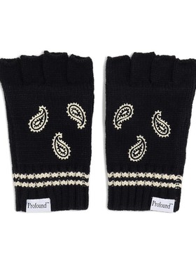 纽约潮牌Profound Foundation支线 高街刺绣腰果花 半指防风手套