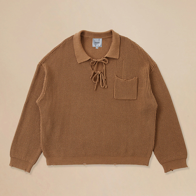 【四折】纽约设计师品牌Profound 宽松廓形经典复古破坏翻领毛衣