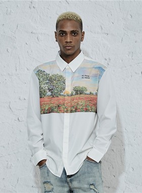 Profound Foundation支线 日出日落风景油画长袖衬衫[邓佳鑫上身]
