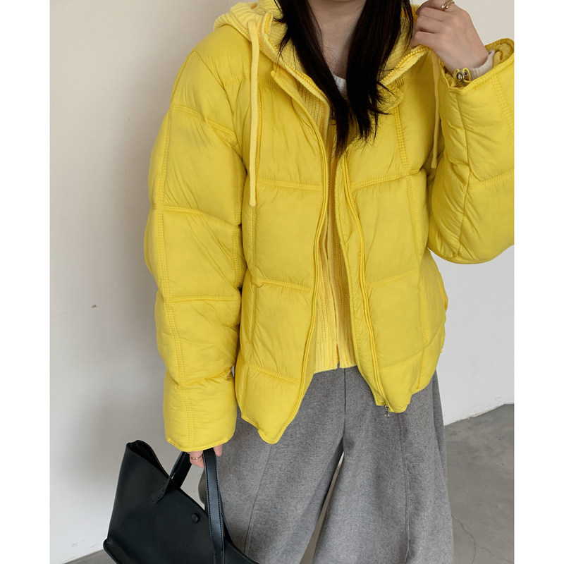 2026新款假两件连帽面包服女装