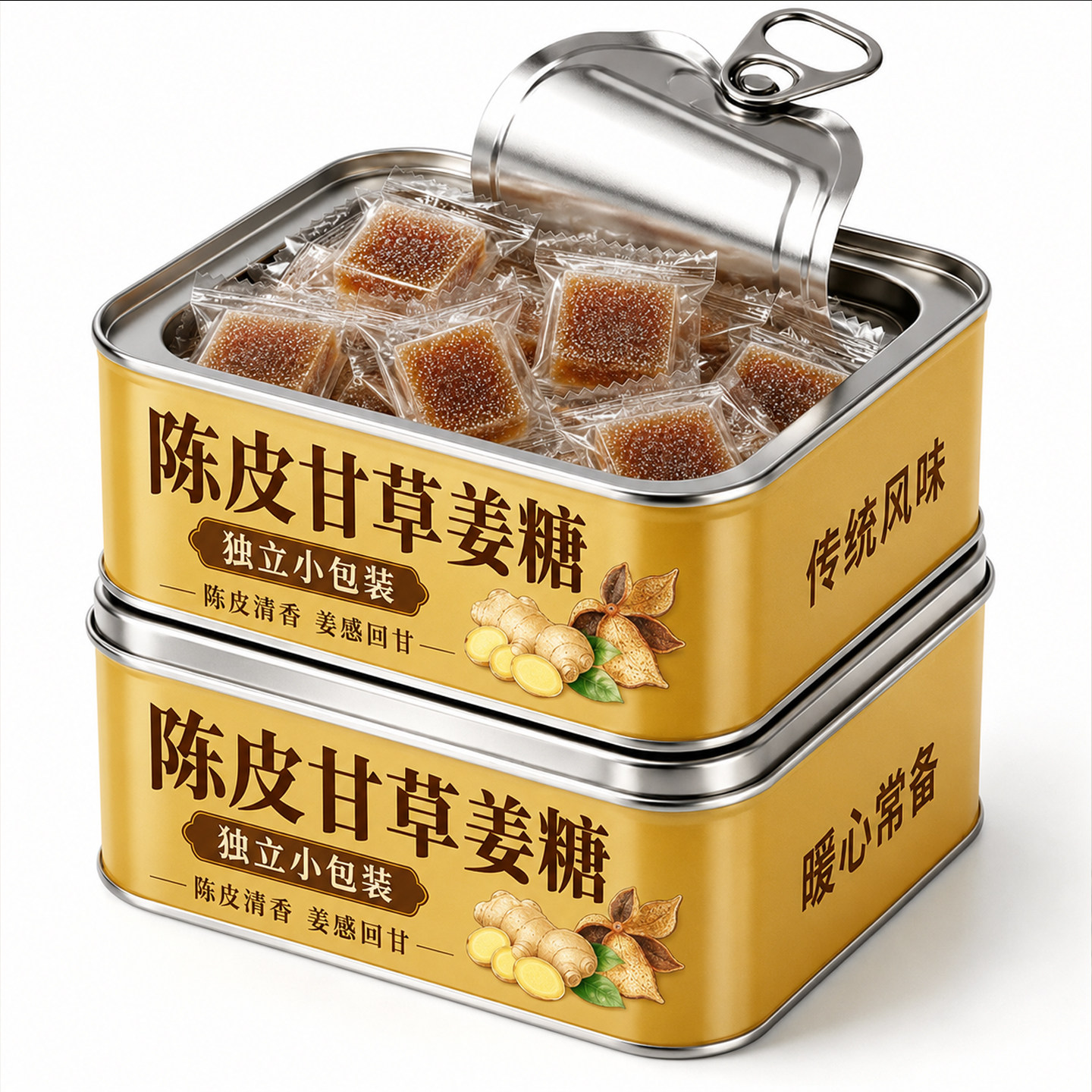 陈皮甘草姜糖手工精制正宗老姜味老式姜汁软糖润喉嗓糖果休闲零食