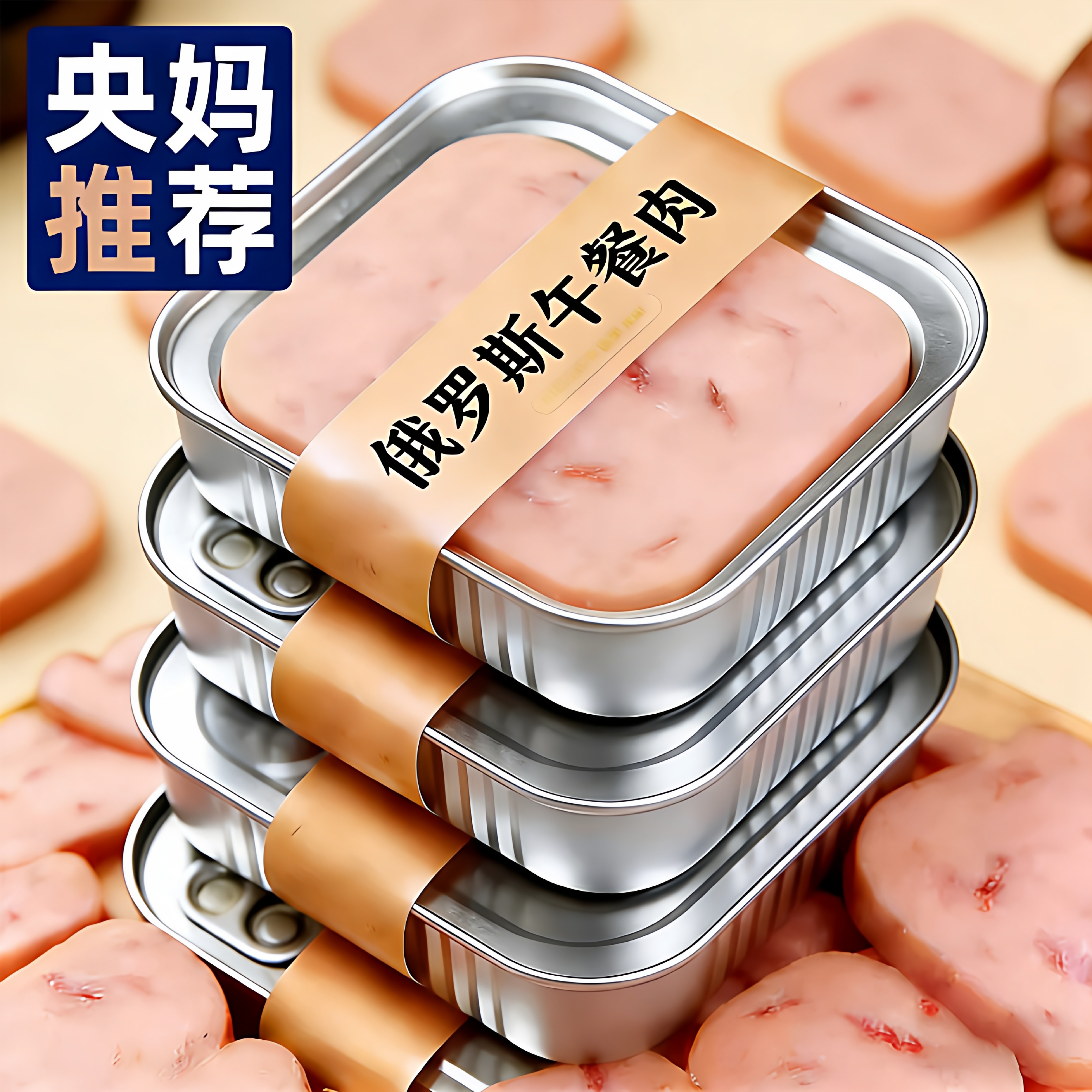 俄罗斯午餐肉罐头无添加原装进口食品火腿三明治无添加官方旗舰店