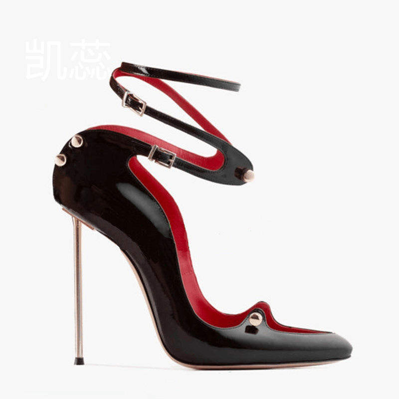 时装凉鞋 尖头金属装饰细跟外贸女鞋 走秀款高跟鞋sandals