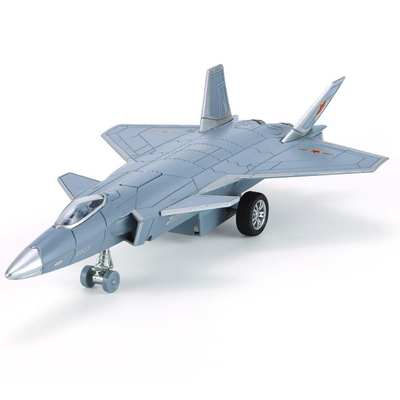 新款1/88歼二十战斗机仿真儿童玩具飞机模型男孩合金声光回力摆件