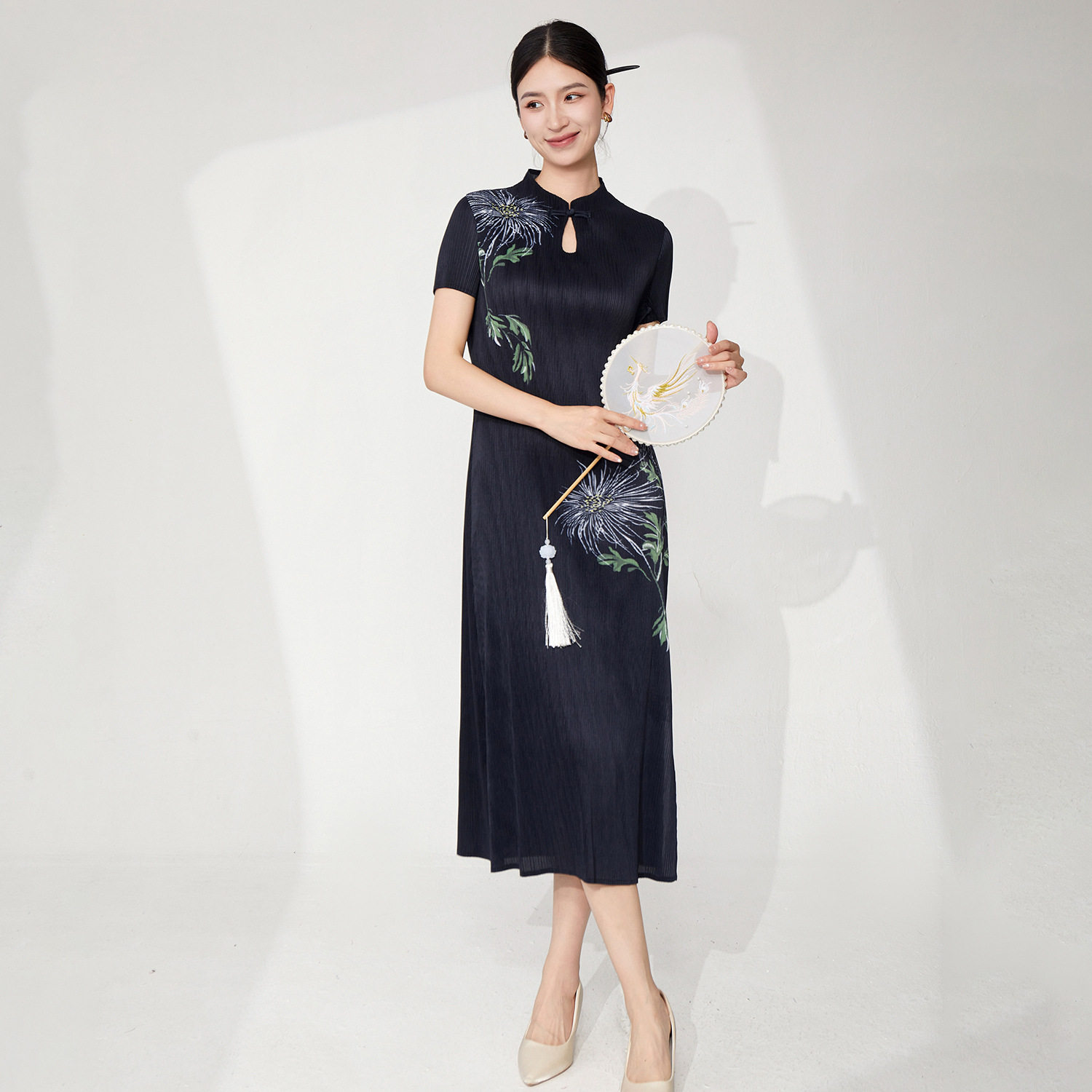 改良版旗袍连衣裙女夏高级感复古中国风印花开叉气质优雅裙子