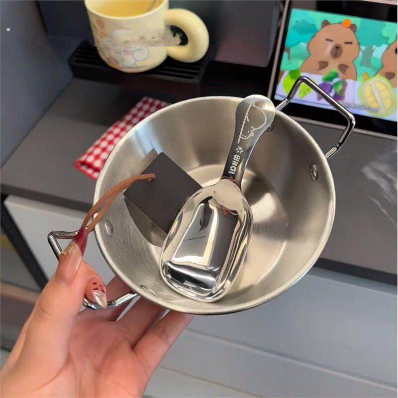 304不锈钢泡面碗拌饭碗带盖嗦粉专用碗水果沙拉碗汤碗韩式ins风