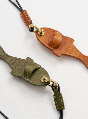 真皮墨镜项链挂脖 适用粗镜腿眼镜 太阳眼镜小鱼风格设计钓鱼装备