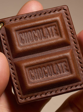 真皮牛奶巧克力挂件 手账本 包挂装饰挂件 头层牛皮 原创手作