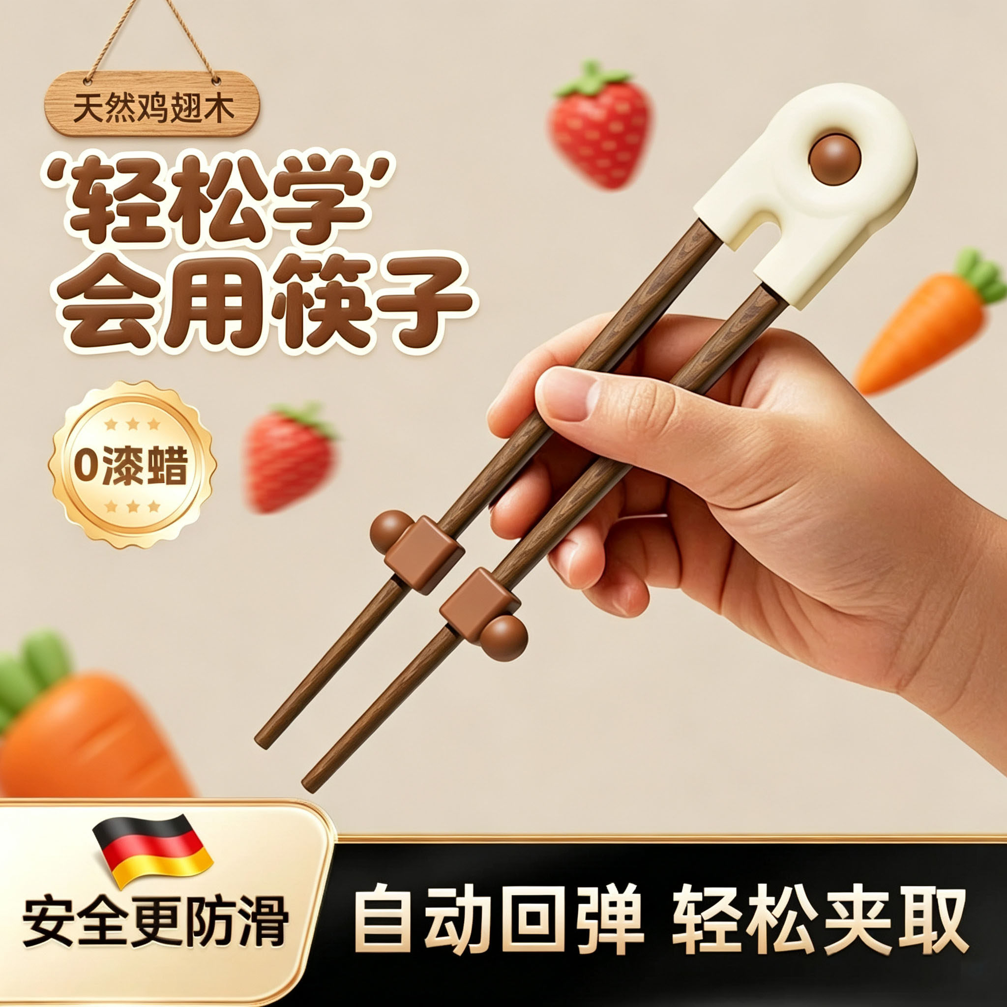 德国筷子训练筷3岁6岁1岁半吃饭幼儿初学者练习学习筷辅助器