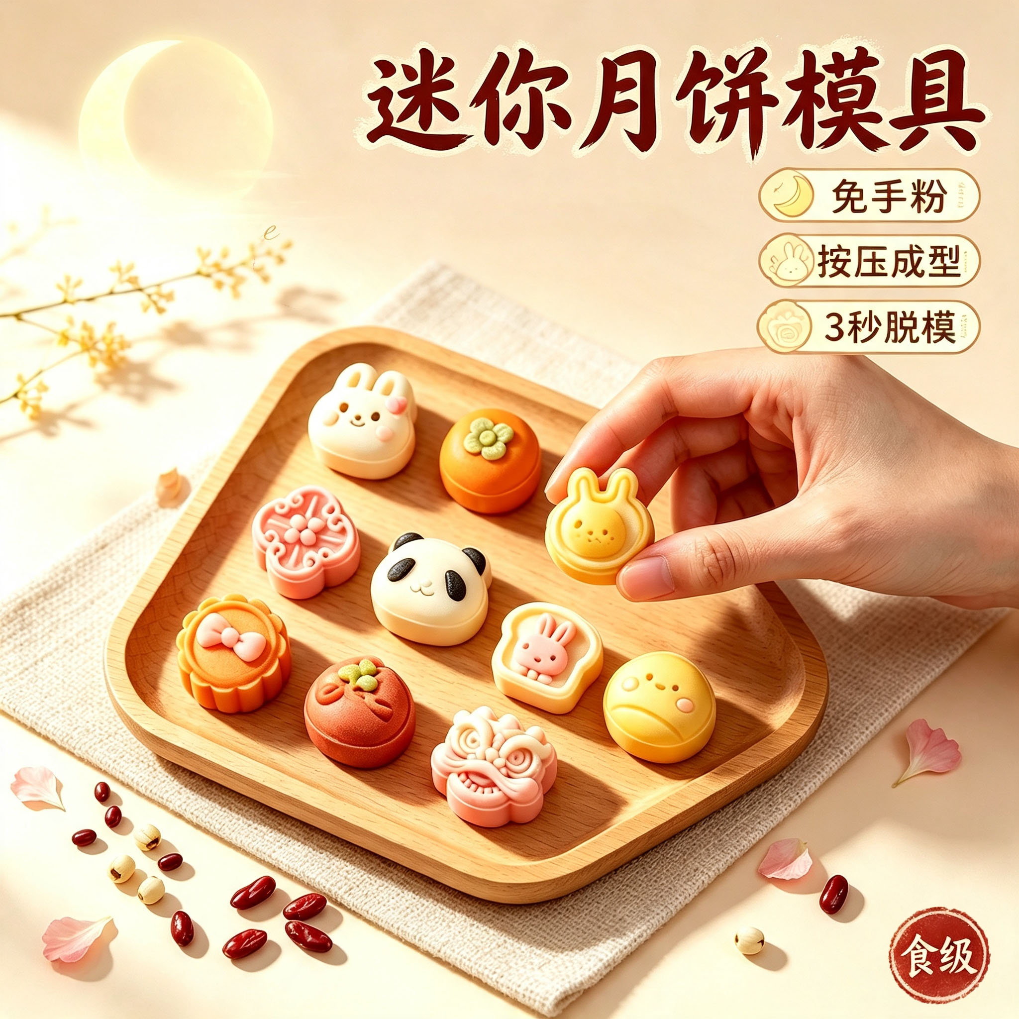 月饼模具2026新款50g75克迷你手压式家用食品级30g点心烘焙模具