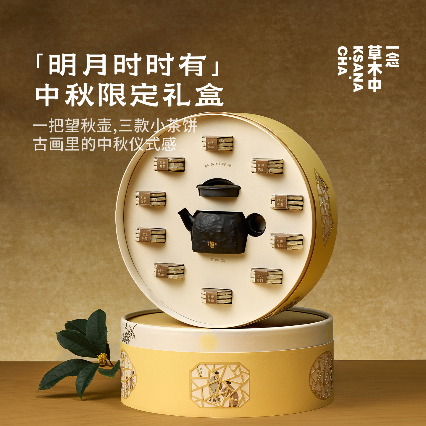 【中秋礼盒】一念草木中明月时时有茶叶礼盒陈皮普洱白茶120g送礼图片