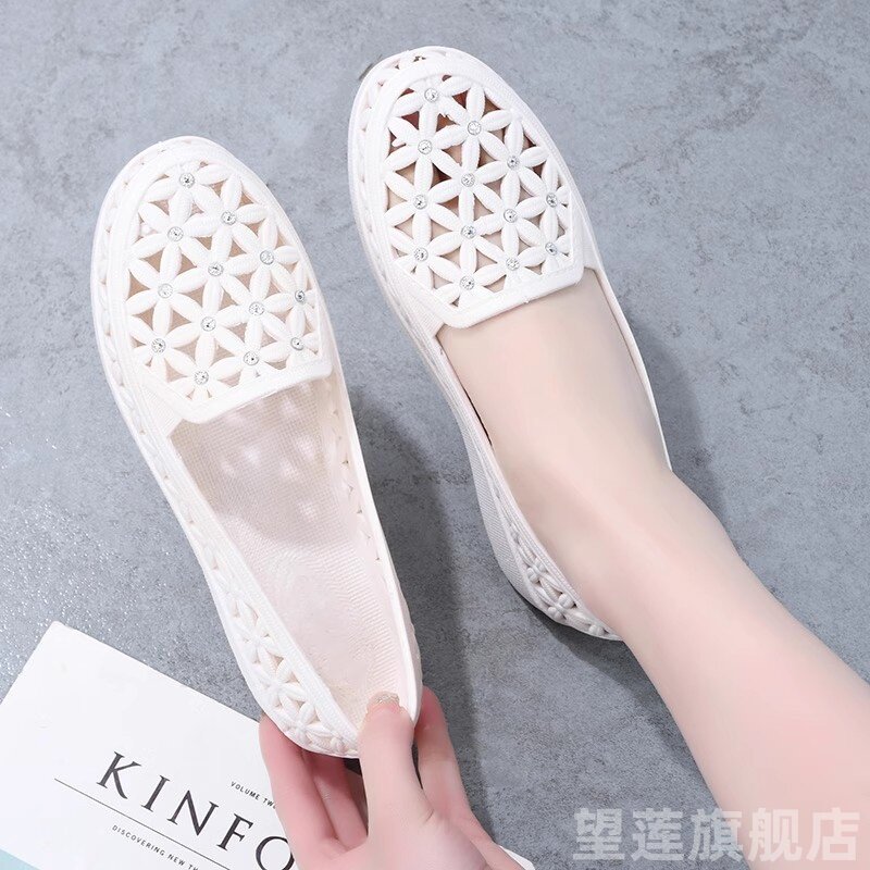 凉鞋中老年妈妈鸟巢护士包头洞洞镂空网眼透气女防滑软底轻便凉鞋