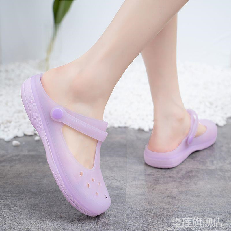 户外穿软底沙滩包头凉拖半拖鞋女