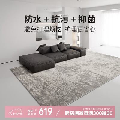 卡提克兰防水防污意式轻奢高级感地毯客厅免洗可擦2025新款灰色茶
