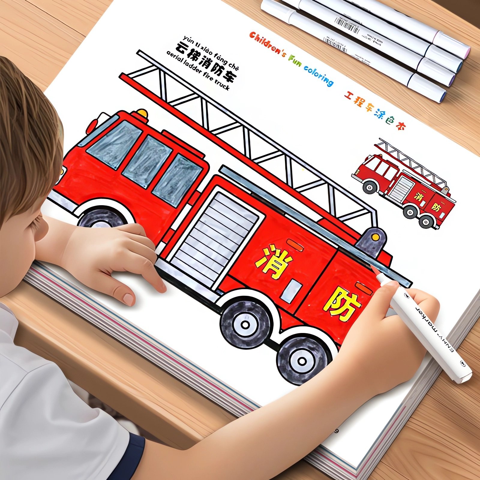儿童工程车涂色画画本3-6岁男孩加厚填色绘画图画幼儿园A4大本,玩具/童车/益智/积木/模型,描红本/涂色本,淘宝优惠券,粉丝福利购,淘宝优惠卷