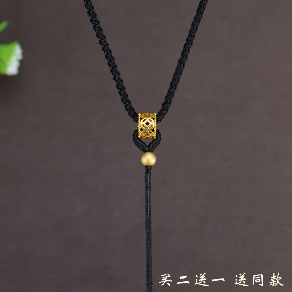 简约黄金玉石挂脖挂坠脖子挂件绳