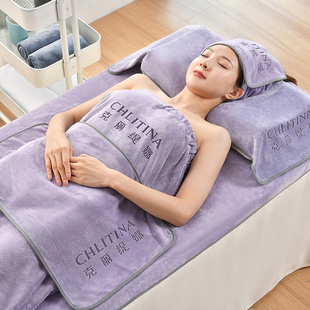 美容床床单高档美容院专用纯色带洞帘床套按摩推拿理疗床床单单件