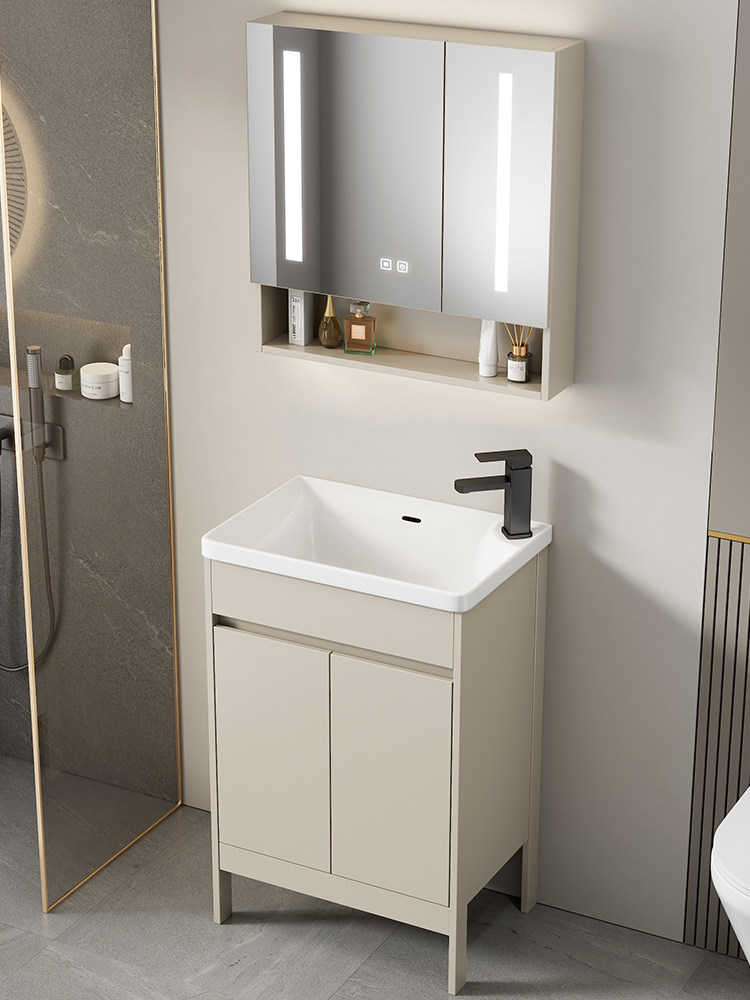 落地式洗手盆太空铝浴室柜组合小户型超窄卫生间洗脸盆加深洗漱台