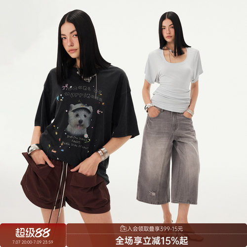 DIDDIMODAT恤/烫仿钻T恤/牛仔裤