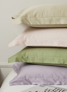 绿色高s高密度100s长绒棉单品枕套枕头套48x74cm一对感酒店