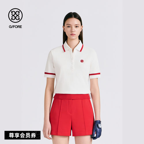 GFORE吉福官方秋季新品女士高尔夫服饰OPEN POLO半开襟短袖POLO衫