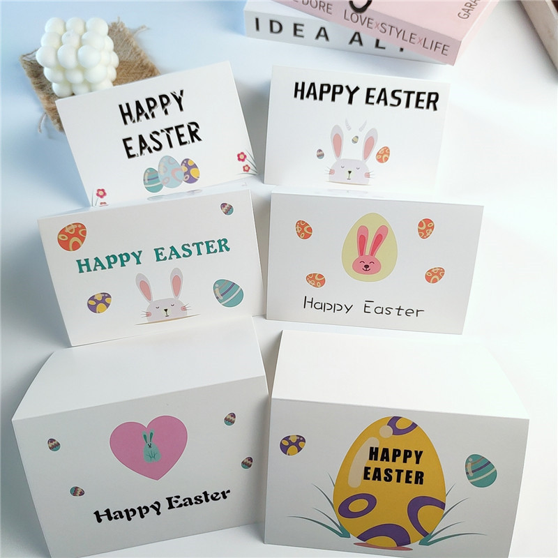 6张套装复活节happy easter贺卡礼盒礼物聚会小卡片创意涂鸦简约手写