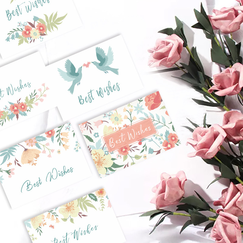 bestwishes田园风美好祝愿贺卡礼盒礼物聚会小卡片创意简约涂鸦手写