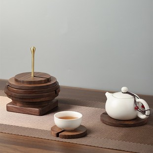 网红可批黑胡桃木质隔热垫餐桌垫家用菜盘杯垫P碗垫砂锅防烫垫桌