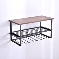 壁掛電動(dòng)工具收納架鉆具s整理架子車(chē)庫(kù)工具鐵木組合墻上置物架其