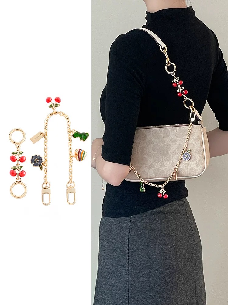 适用coach蔻驰麻将包延长链腋下女包肩带加长樱桃链条装饰配件链