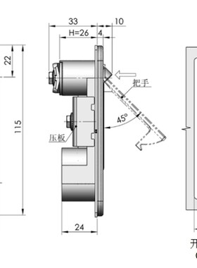 SK1-036W服务器控制箱面板锁电力箱机箱平面旋转把锁 BXSJ-332-A