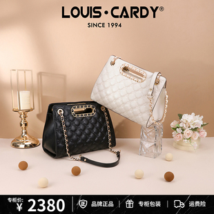 路易卡迪logo压纹单肩斜挎链条托特包礼物送老婆