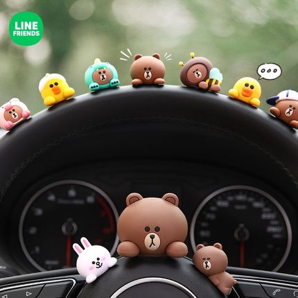 LINE FRIENDS布朗熊可爱汽车中控台装饰品网红车内饰品车载小摆件