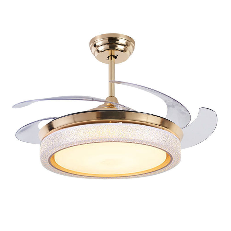 欧式餐厅隐形风扇吊灯客厅现代简约吊扇灯智能卧室家用一体电扇灯