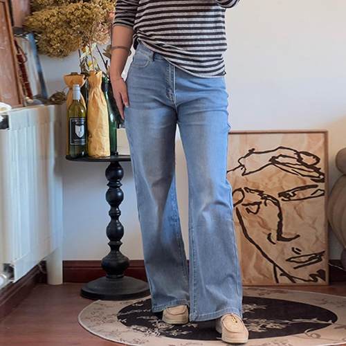 大码女装宽松阔腿牛仔裤女2025春秋款加肥加大休闲裤高个子加长潮