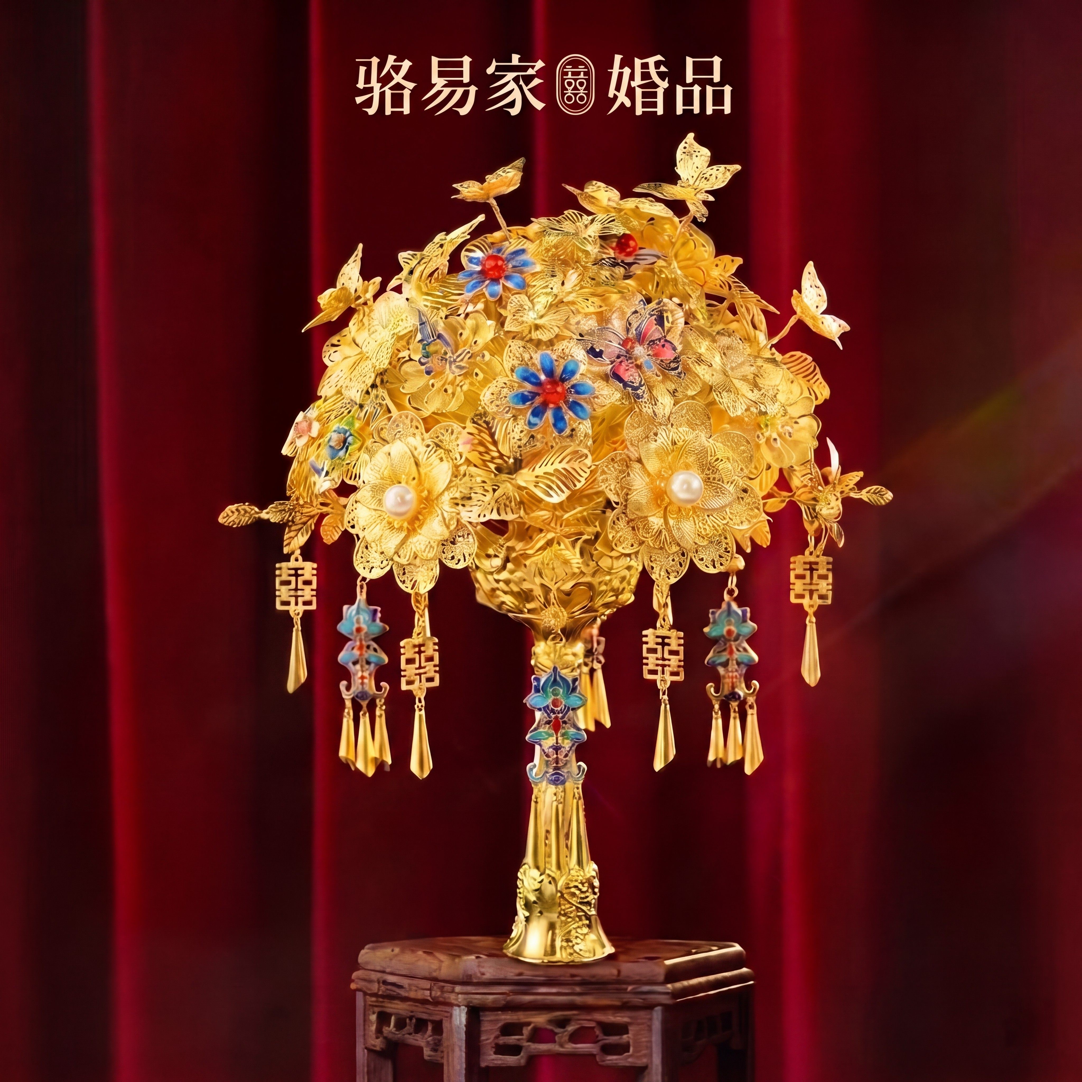 骆易家结婚礼物订婚礼品高级感新婚送新人闺蜜金色新娘手捧花diy