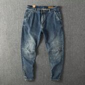 新款 2024个性 字母牛仔裤 港风潮男夏季 嘻哈ins潮高街潮流痞帅长裤