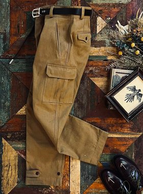 法式M-47军事风直筒男潮牌棉斜纹面料大口袋大码宽松休闲工装长裤