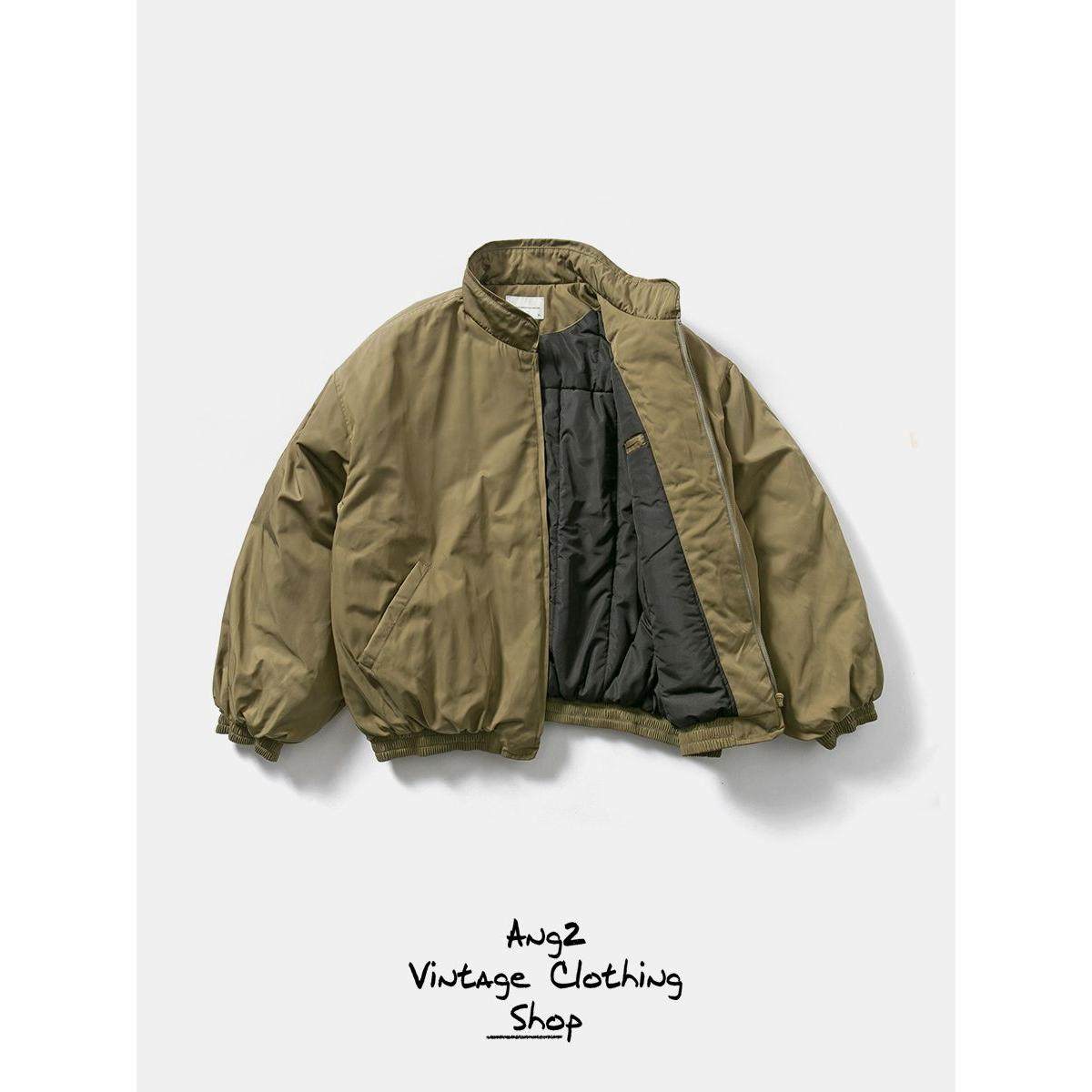 别致圆角立领冬装日系简约男式宽松廓型工装棉衣外套