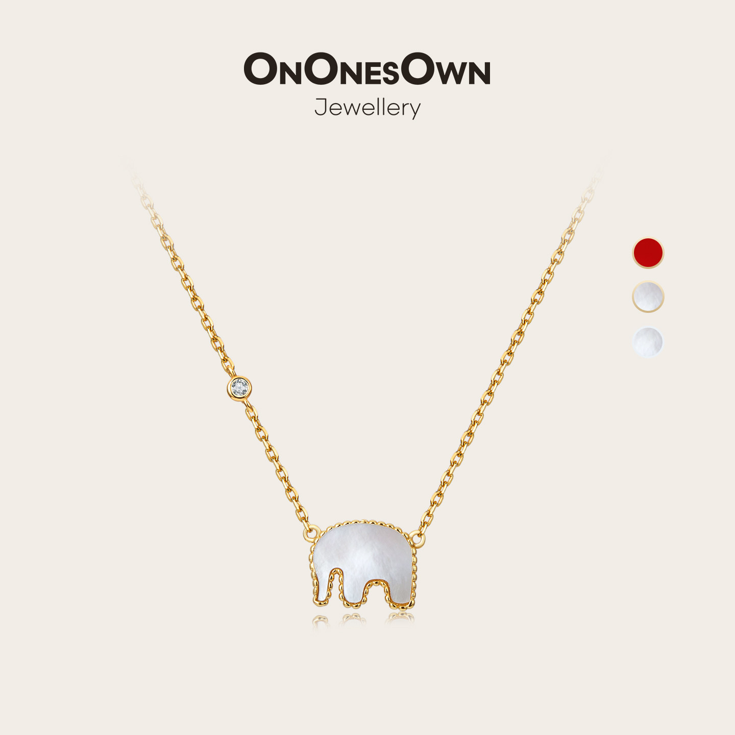 [同价618]ONONESOWN小象项链18k镀金玛瑙吊坠毛衣链本命年送礼物
