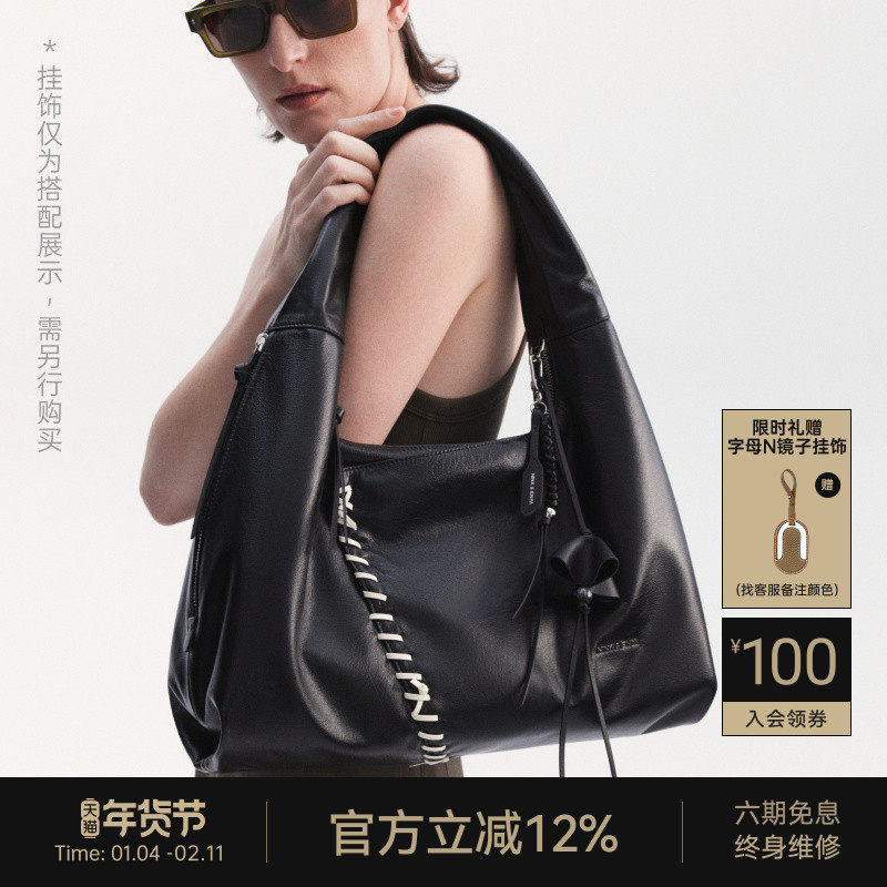 NINA ENYA/妮娜恩雅花绳软hobo包包单肩通勤女头层牛皮原创托特包,箱包皮具/热销女包/男包,通用款女包,淘宝优惠券,粉丝福利购,淘宝优惠卷