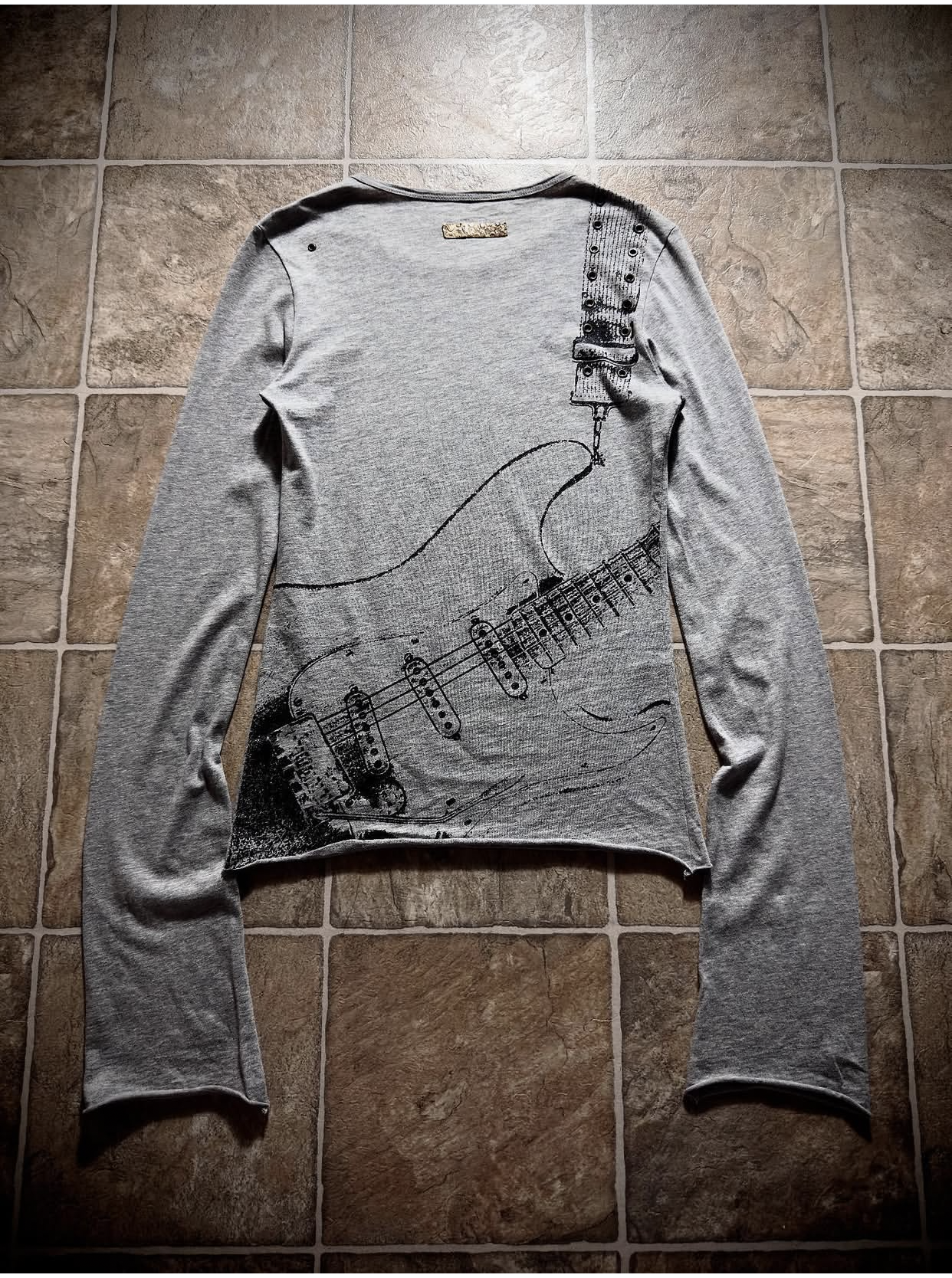 thumbnail for Ifsixwasnine00Ss Visual Style Rock Punk Style T-Shirt Guitar Print Long-Sleeved T-Shirt Unisex