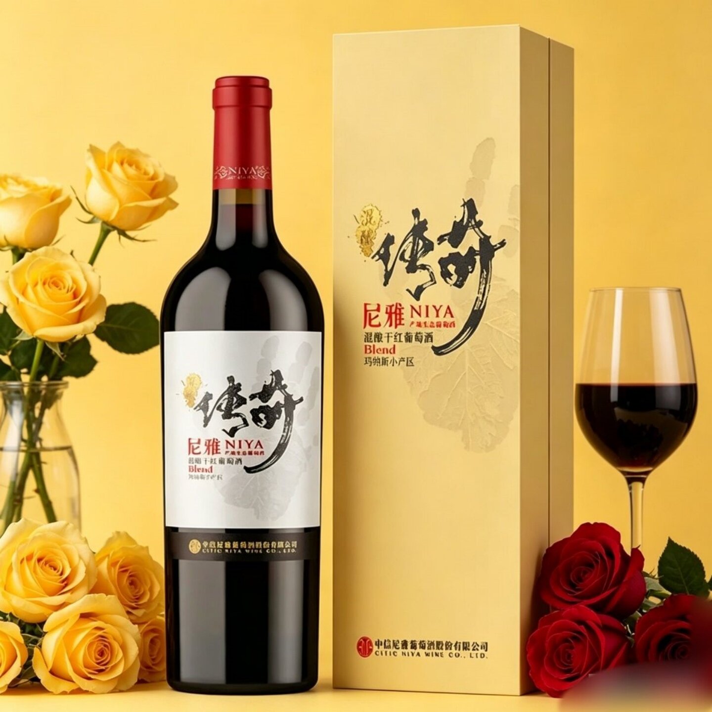 中信尼雅传奇blend混酿干红葡萄酒750ml单支礼盒装新疆产区送礼