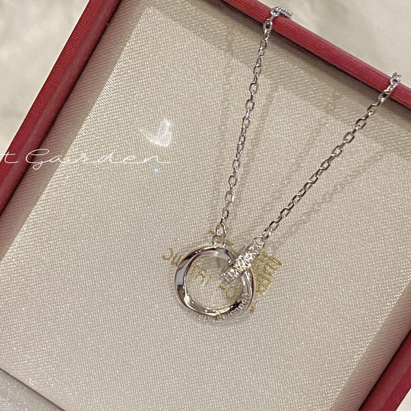 香港正生纯银项链女韩版通体纯银925可调节莫比乌斯银项链森系网