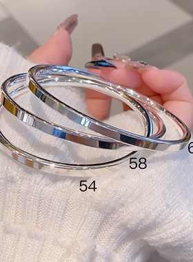 香港正生纯银9999足银手镯素圈光面四方闭口实心送女友足银镯子