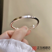 香港正生纯银s999小熊手镯足银儿童光圈推拉手环宝宝周岁满月礼物