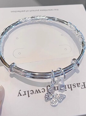 香港正生纯银999足银繁花似锦花丝蝴蝶手镯2025年新款生日礼物银