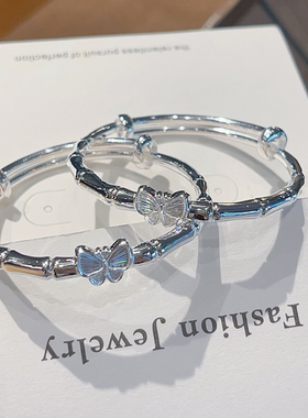 香港正生纯银9999足银宝宝手镯新生儿见面礼儿童满月周岁送礼银饰